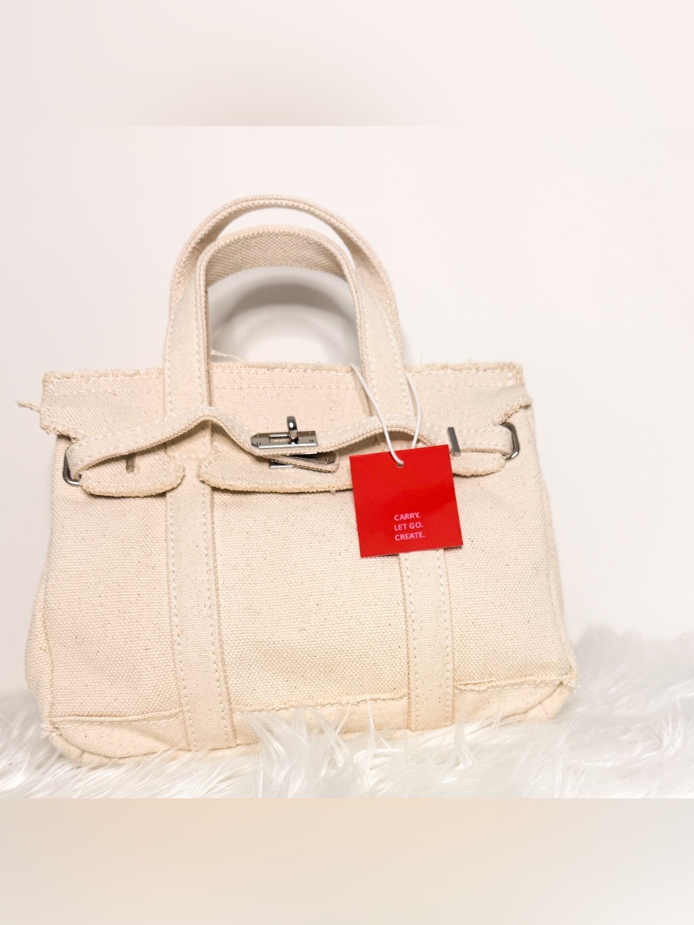 Sunwin Madaket Mini / Small ‘Boatkin’ Canvas Top-Handle Tote Bag in Natural